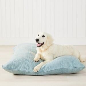 Serena & Lily Coastal Blue Windowpane Check Beach House Dog Bed 36"X36"